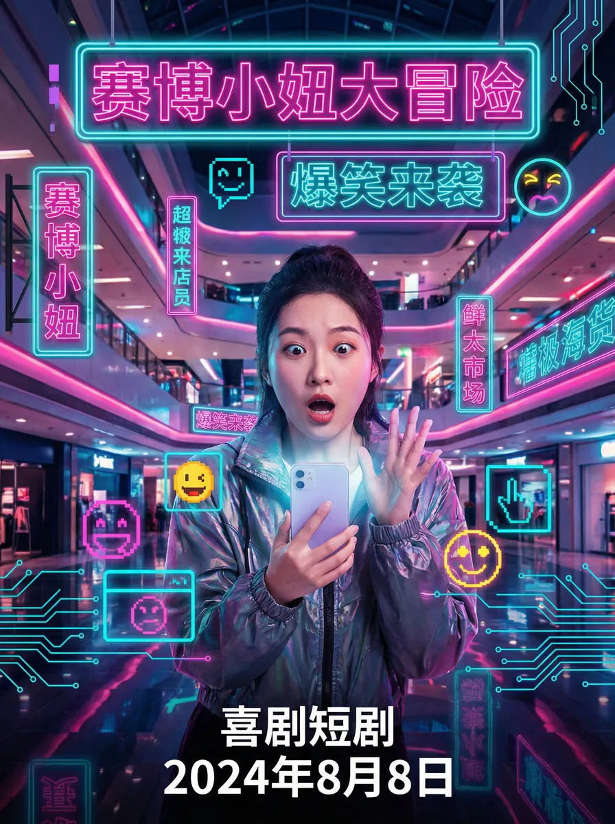 绿椅子 下载 搞笑喜剧短剧 - 赛博小妞大冒险海报